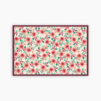 Floral patterned paper placemat with pink flowers and green leaves