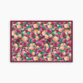 Floral patterned paper placemat with pink and orange flowers 