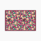 Floral patterned paper placemat with pink and orange flowers 