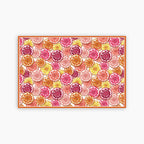 Pattern of colorful citrus slices on a white background